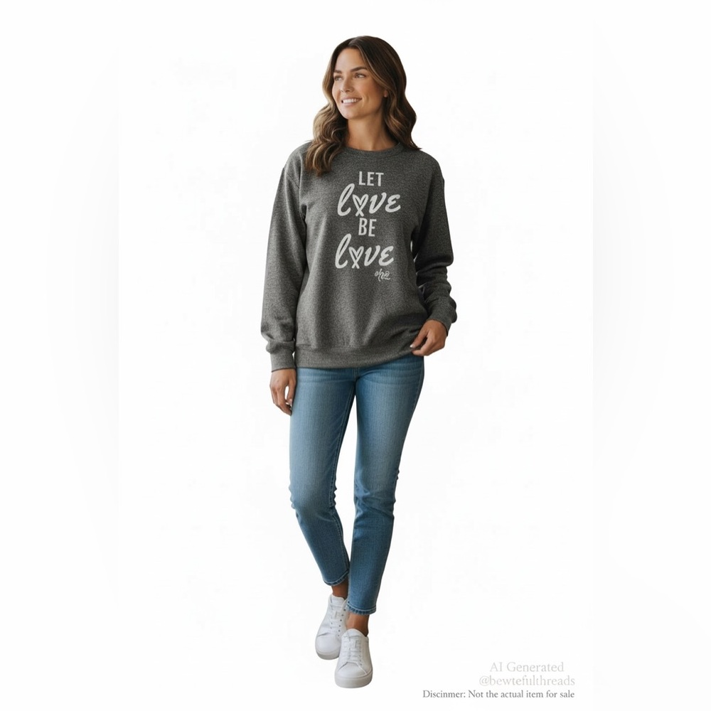 Free Reign Life L Charcoal Graphic Sweatshirt Let Love Be Love